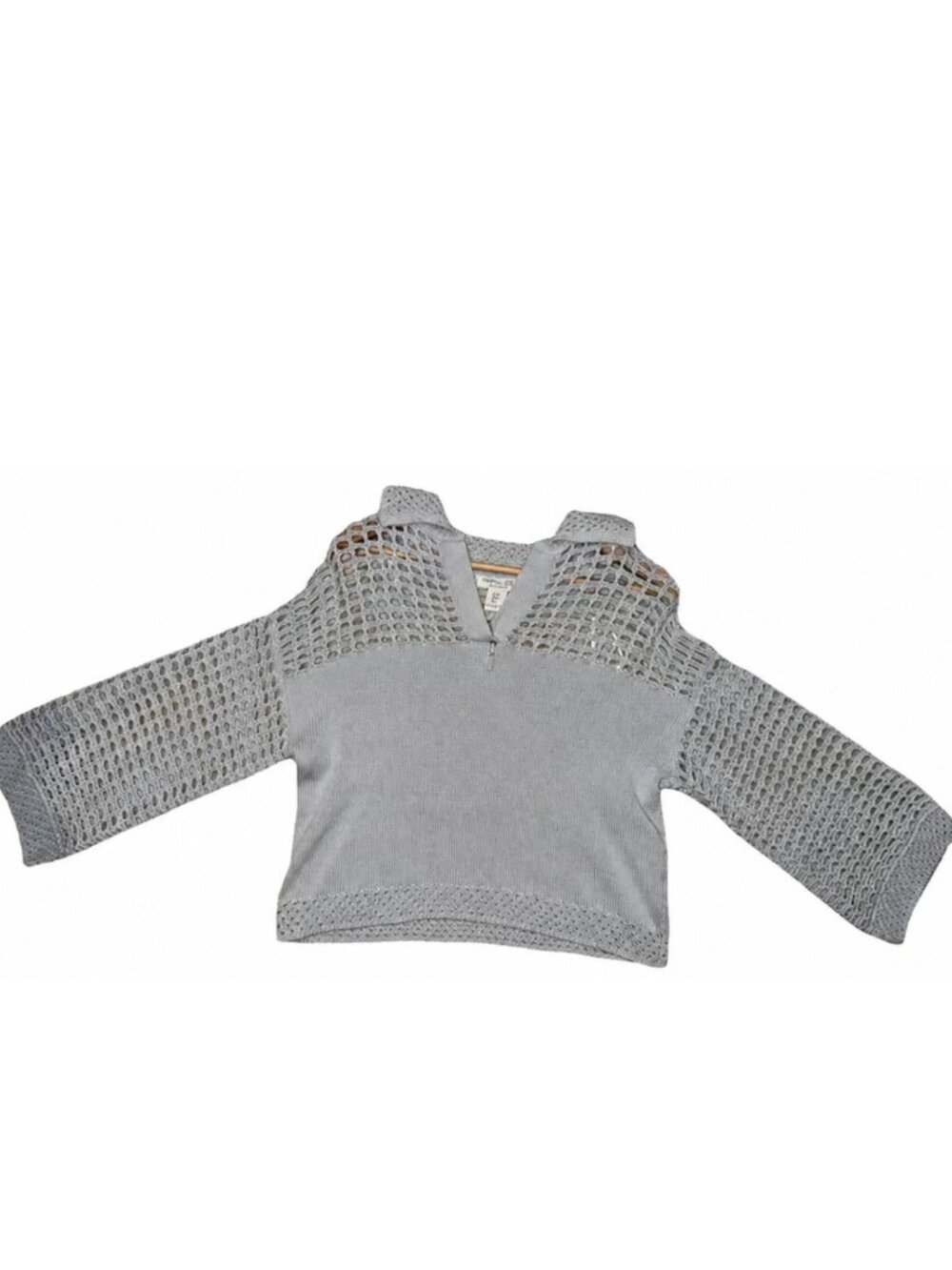 Rachel Zoe Blue Open-Weave Cotton Sweater Women's XS